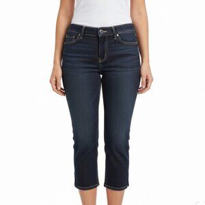 White House Black Market Womens Black Cotton Blend Cropped Capri Jeans Size 6